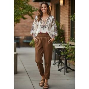 Lucy & Yak Alexa Trouser pants brown small NEW
